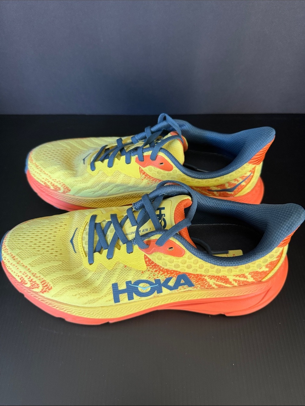 Hoka Challenger ATR 7 Women’s Running Shoes Yellow with Blue and Orange Accents